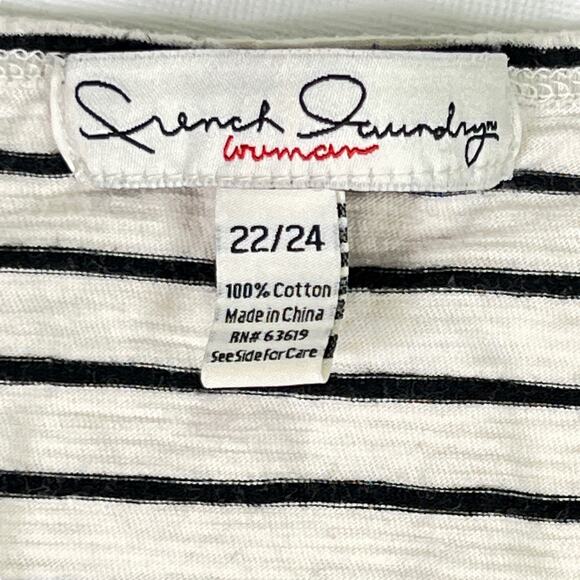 French Laundry Striped Crochet Embellished Tank Top Black and White 22/24 - Picture 3 of 8